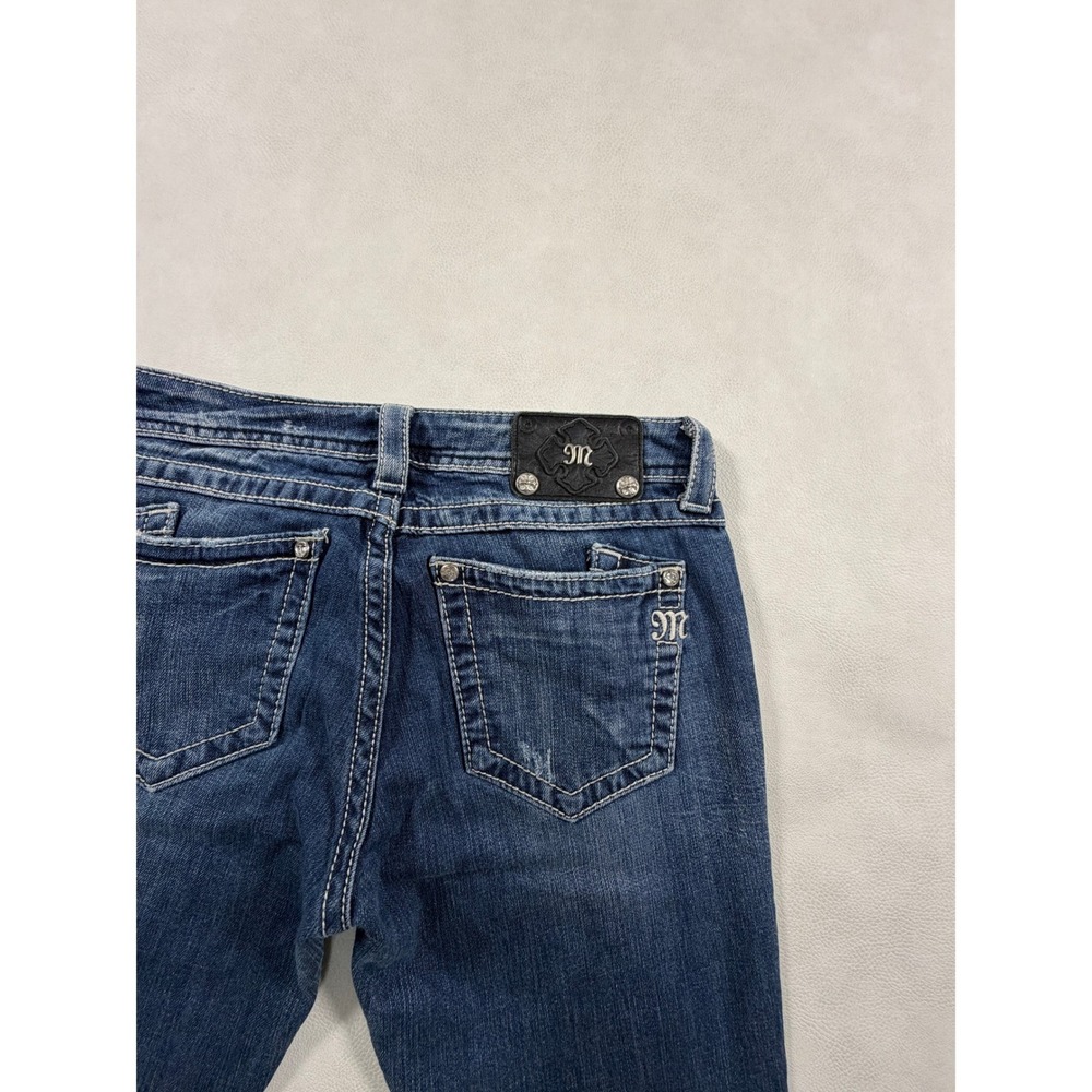 Miss Me JPS5152 Bootcut Jeans Medium Dark Wash Rhinestone Embellished Size 29 31 - Picture 11 of 13